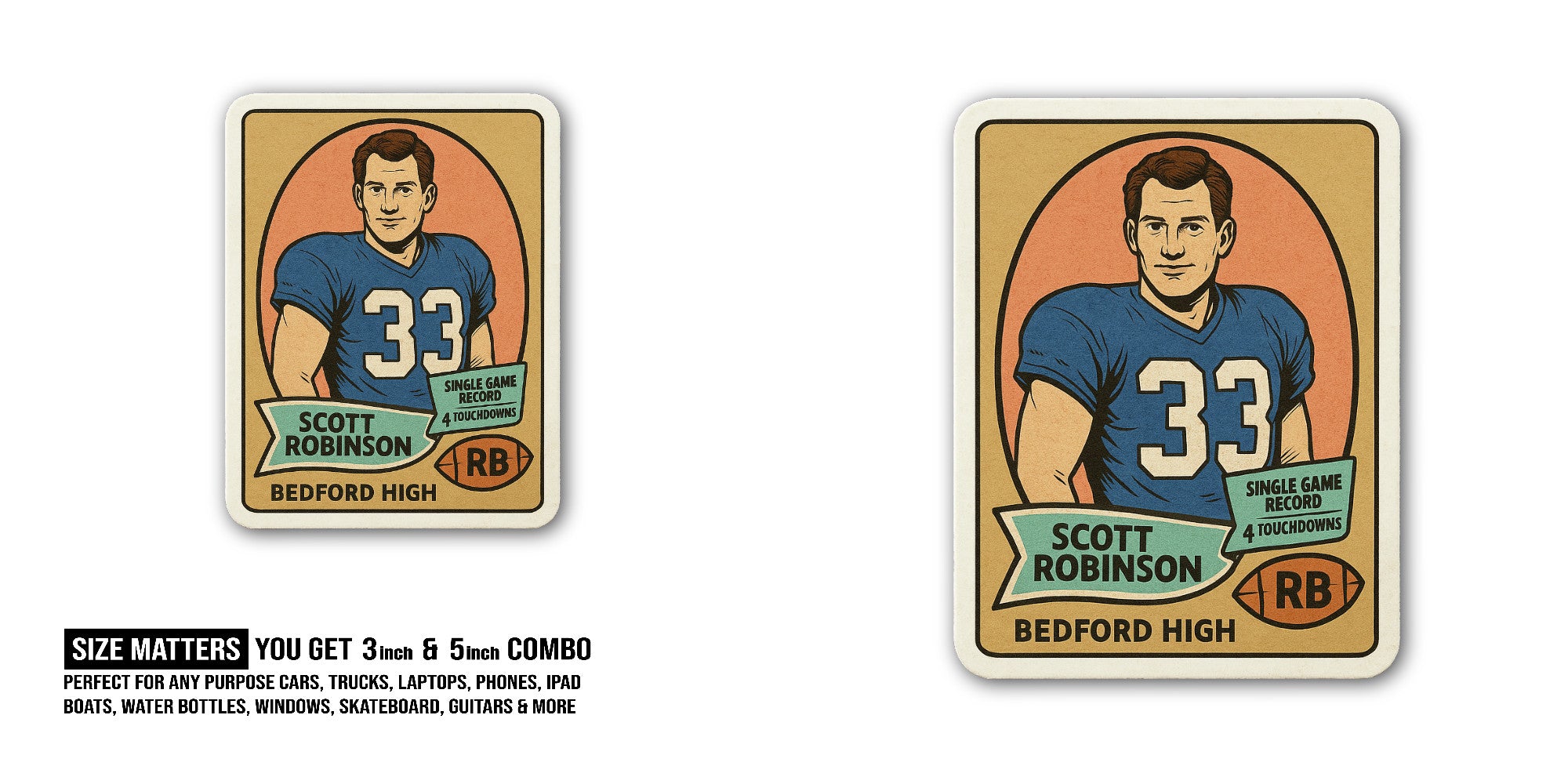 Scott Robinson Sticker, Waterproof Vinyl Decal Sticker Indoor Or Outdoor 2 (Pieces) 3" and 5"