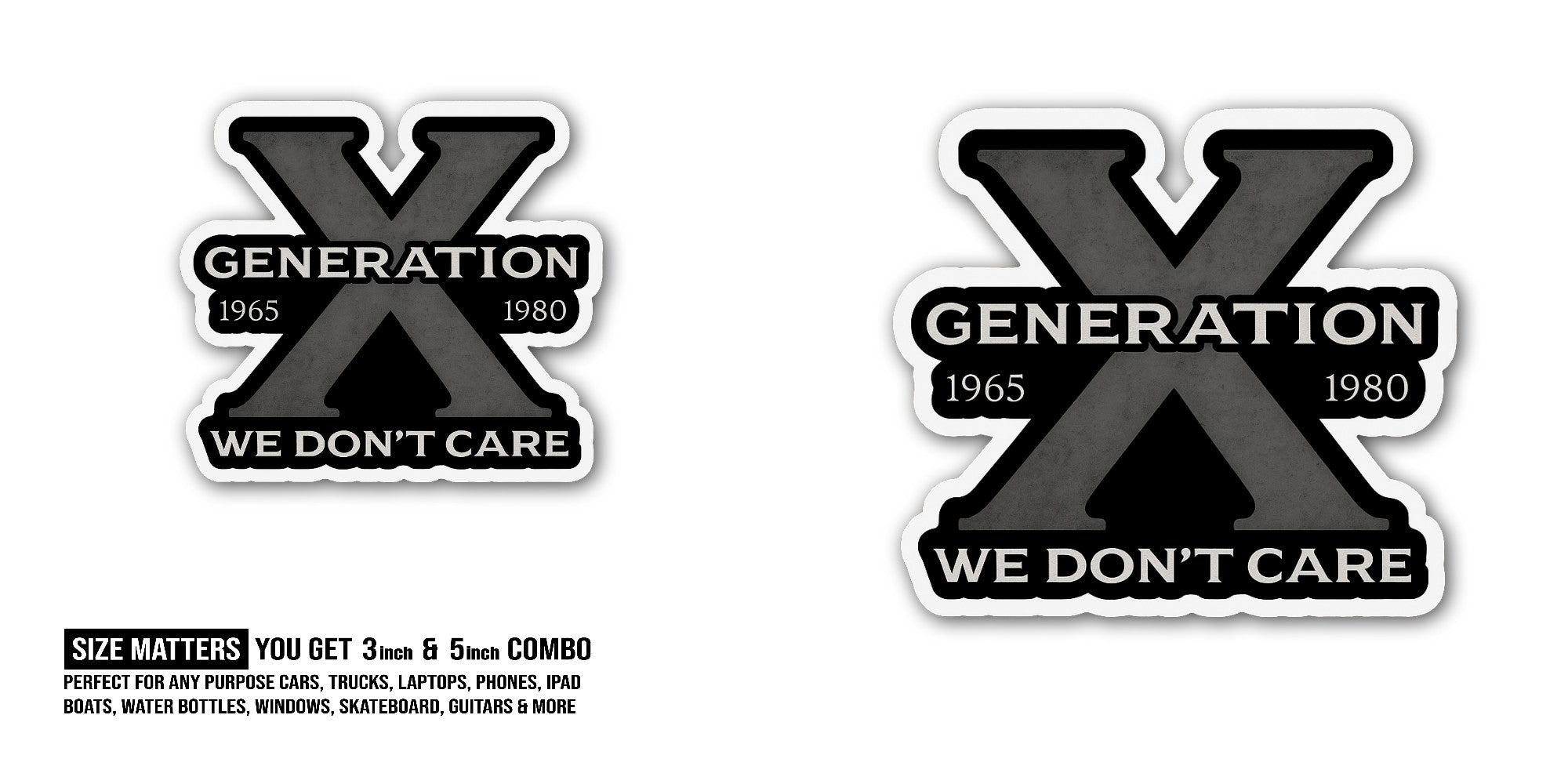 Generation X Sticker, Waterproof Vinyl Decal Sticker Indoor Or Outdoor 2 (Pieces) 3" and 5"