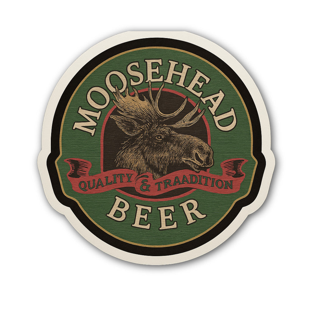Moosehead Beer Sticker, Waterproof Vinyl Decal Sticker Indoor Or Outdoor 2 (Pieces) 3" and 5"