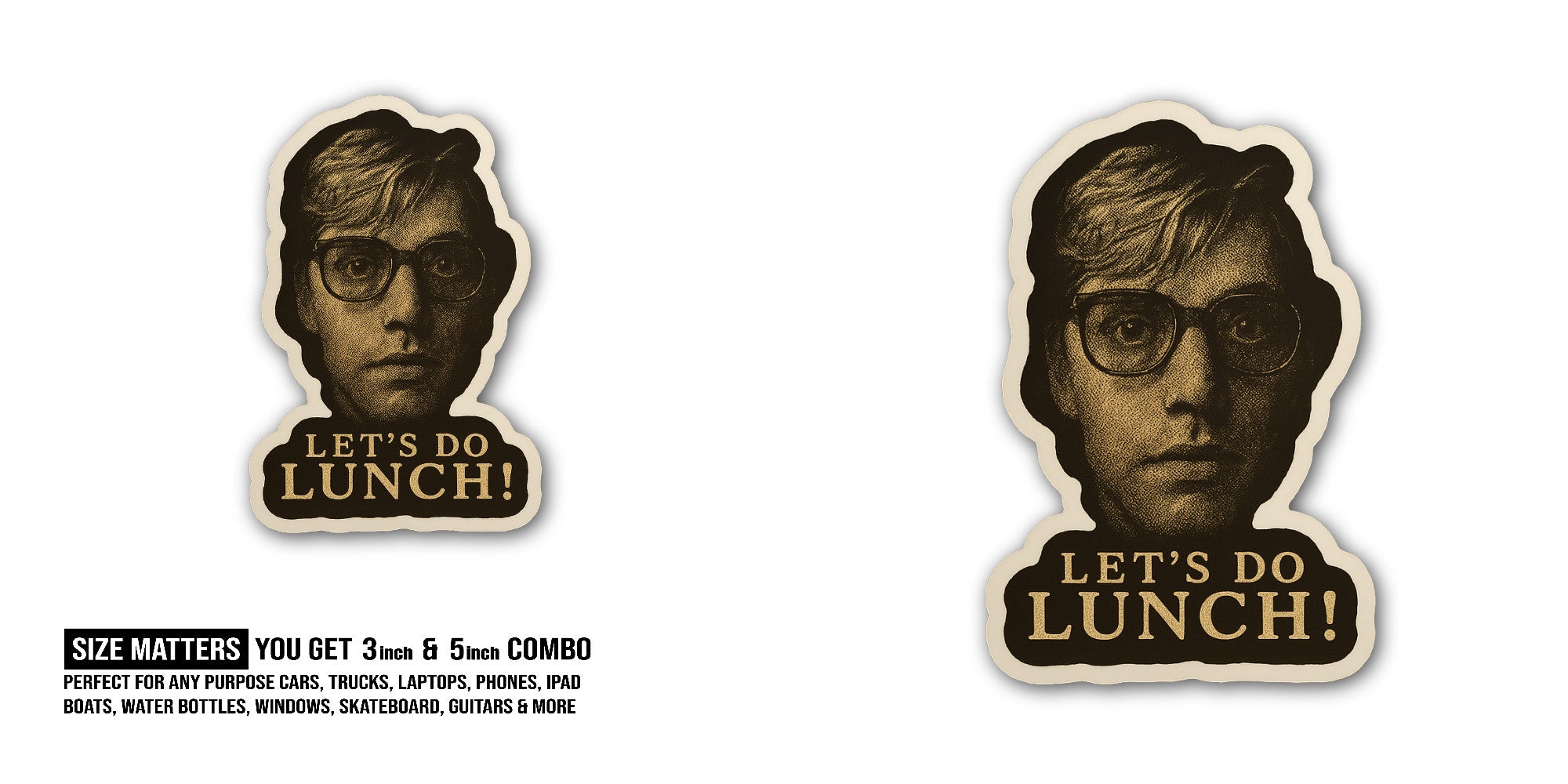 Let's DO Lunch Sticker, Waterproof Vinyl Decal Sticker Indoor Or Outdoor 2 (Pieces) 3" and 5"