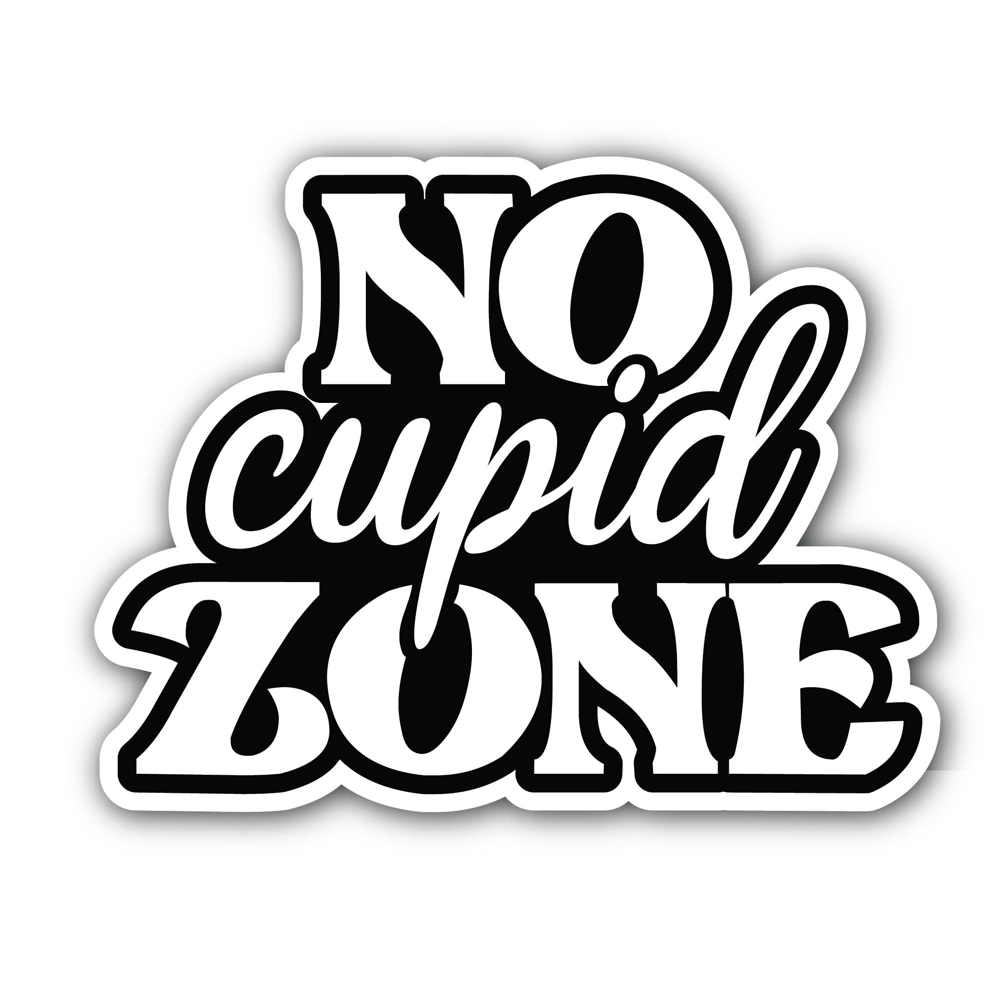 Cupid Zone Text Sticker, Waterproof Vinyl Decal Sticker Indoor Or Outdoor 2 (Pieces) 3" and 5"