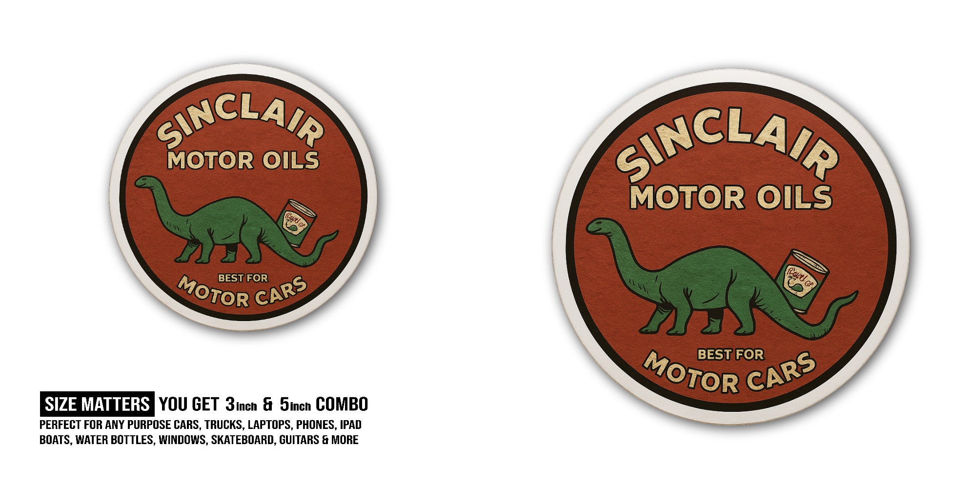 Sinclair Motor Oils Sticker, Waterproof Vinyl Decal Sticker Indoor Or Outdoor 2 (Pieces) 3" and 5"