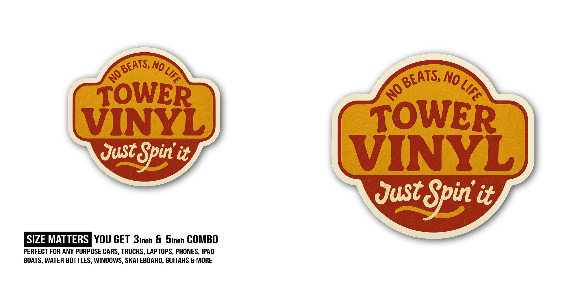 Tower vinyl Sticker, Waterproof Vinyl Decal Sticker Indoor Or Outdoor 2 (Pieces) 3" and 5"