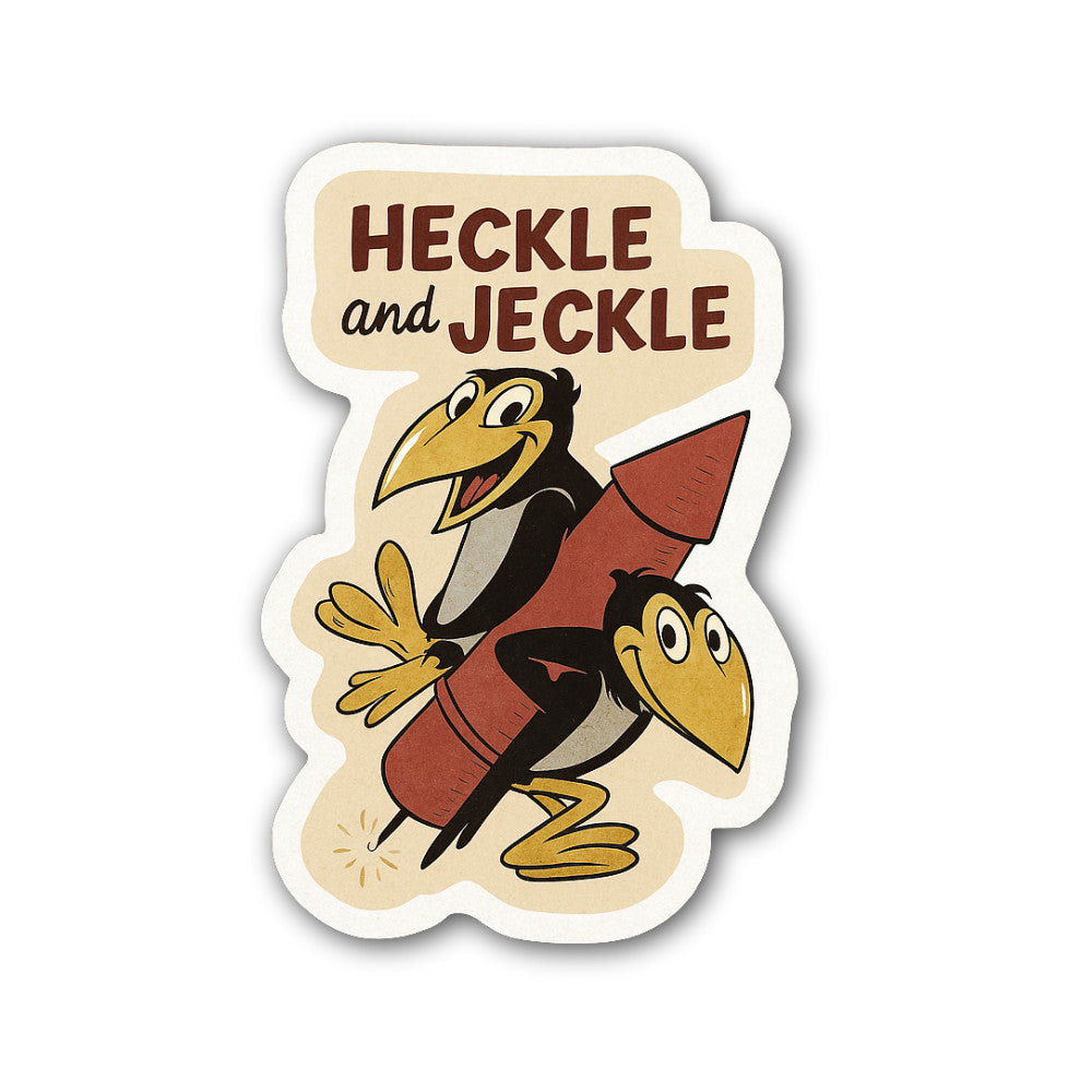 Heckle and Jeckle Sticker, Waterproof Vinyl Decal Sticker Indoor Or Outdoor 2 (Pieces) 3" and 5"