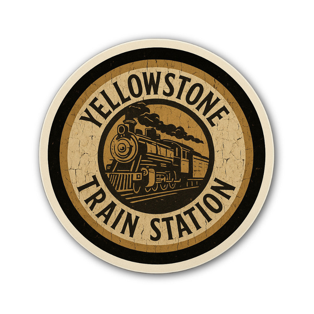 Yellowstone Train Station Sticker, Waterproof Vinyl Decal Sticker Indoor Or Outdoor 2 (Pieces) 3" and 5"