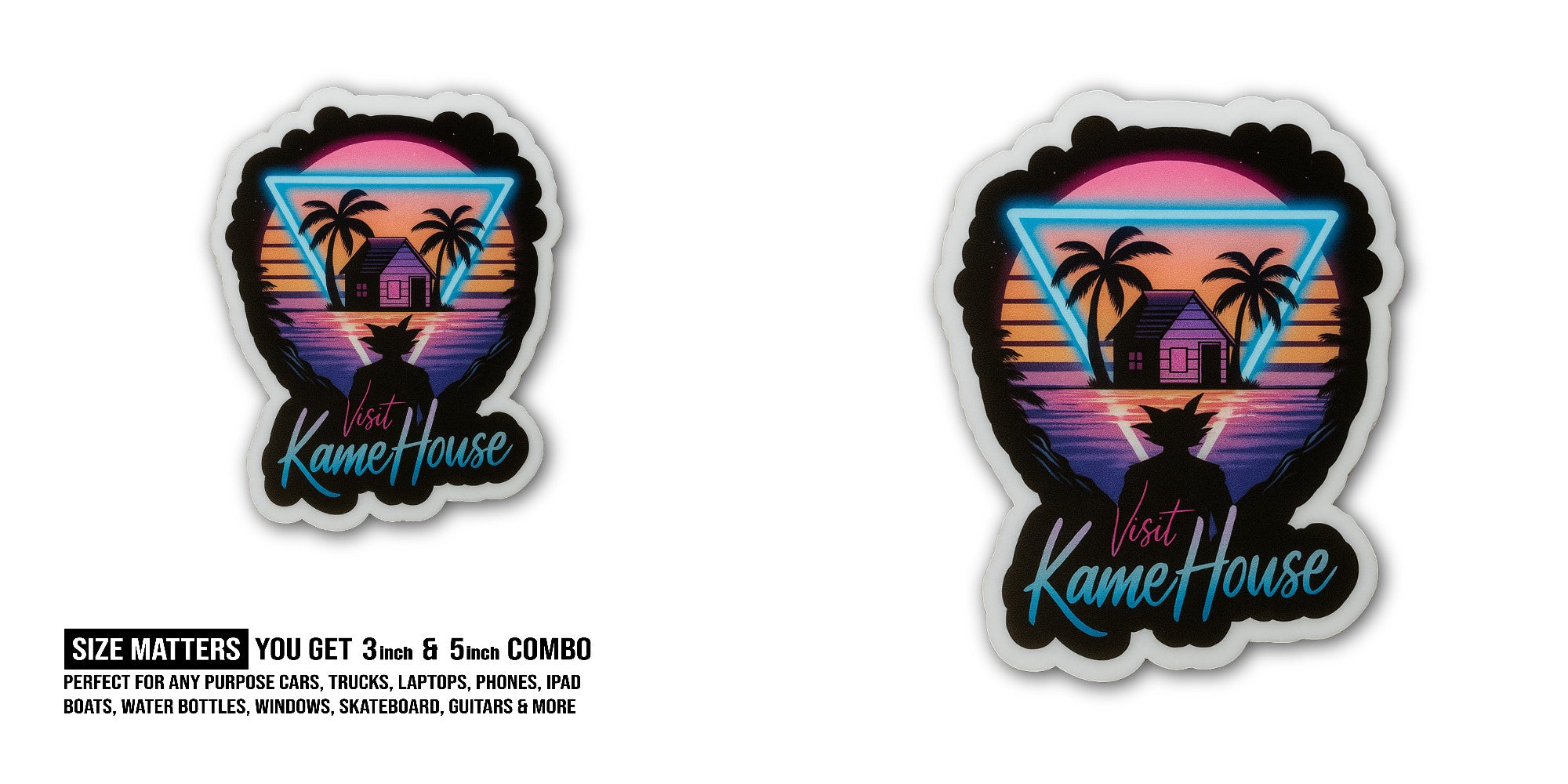 Visit Kame House Sticker, Waterproof Vinyl Decal Sticker Indoor Or Outdoor 2 (Pieces) 3" and 5"