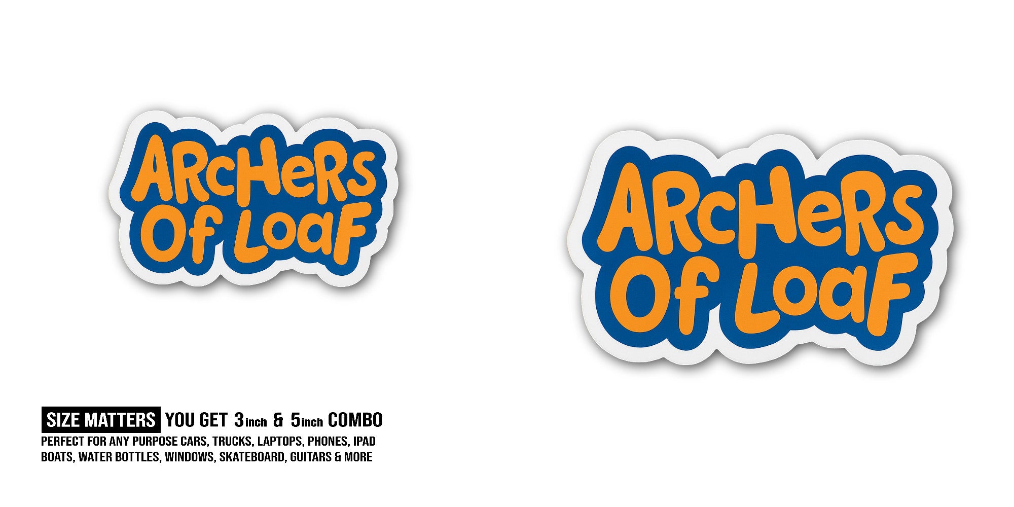 Archers of Loaf Sticker, Waterproof Vinyl Decal Sticker Indoor Or Outdoor 2 (Pieces) 3" and 5"