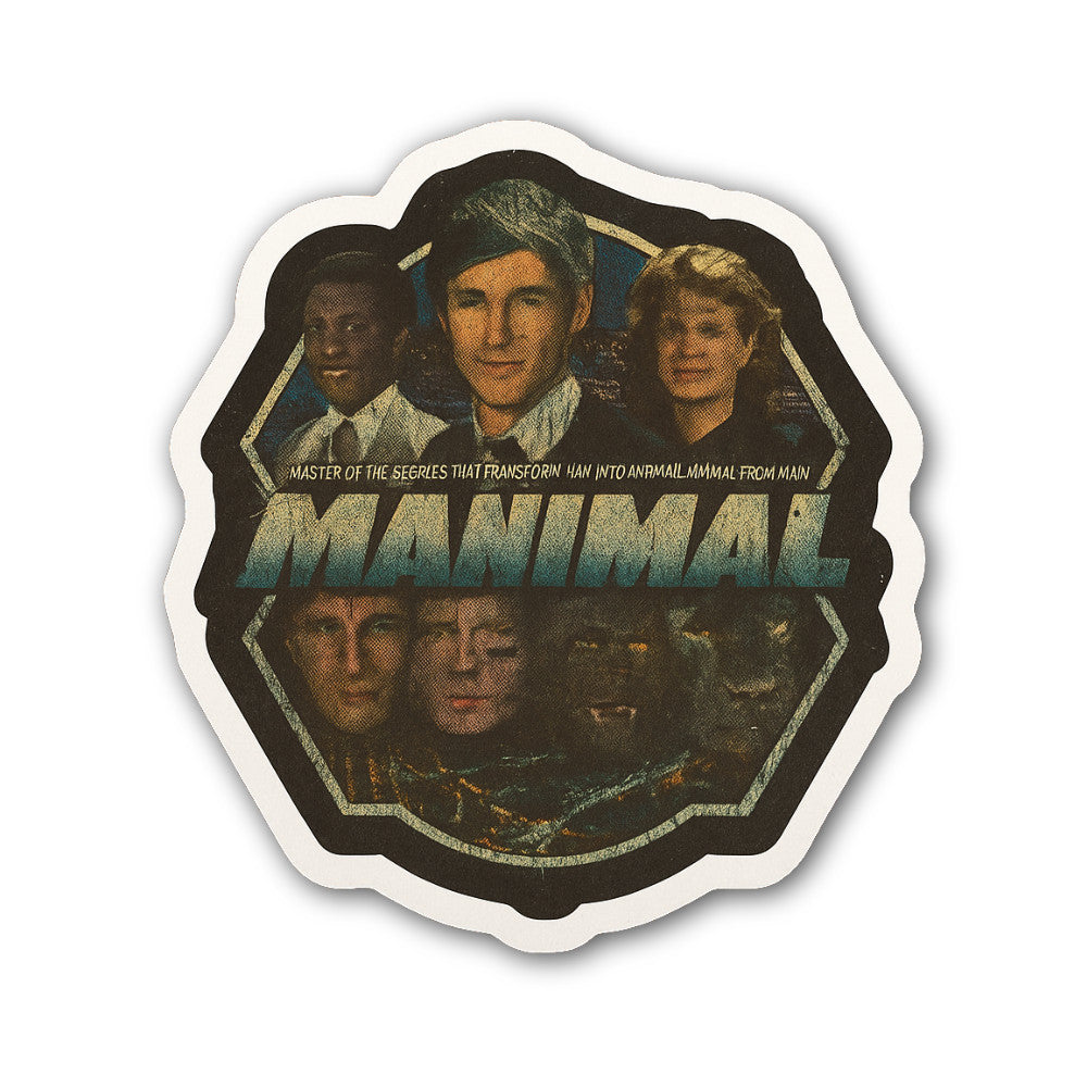 Manimal Sticker, Waterproof Vinyl Decal Sticker Indoor Or Outdoor 2 (Pieces) 3" and 5"