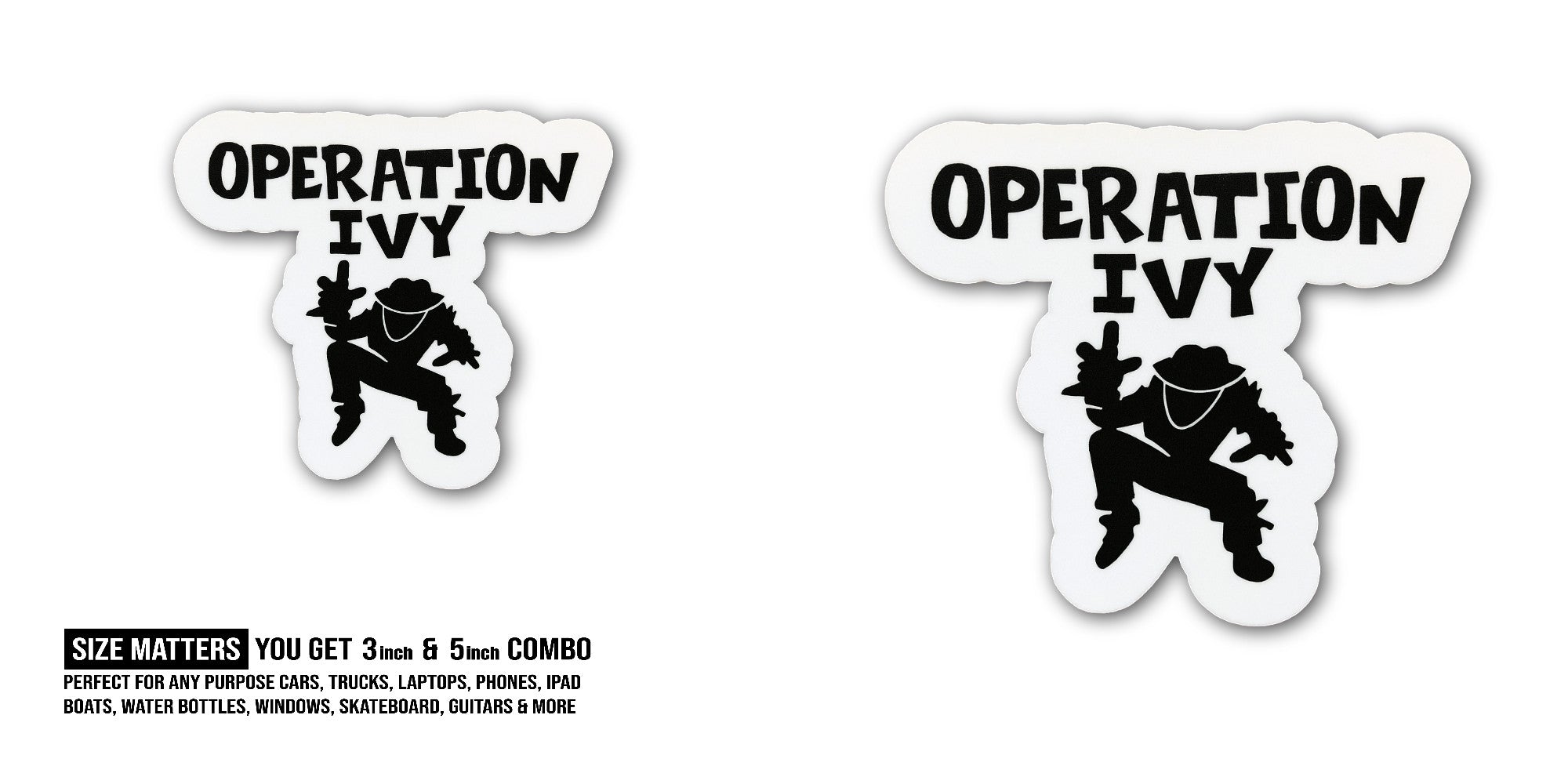 Operation Ivy Sticker, Waterproof Vinyl Decal Sticker Indoor Or Outdoor 2 (Pieces) 3" and 5"