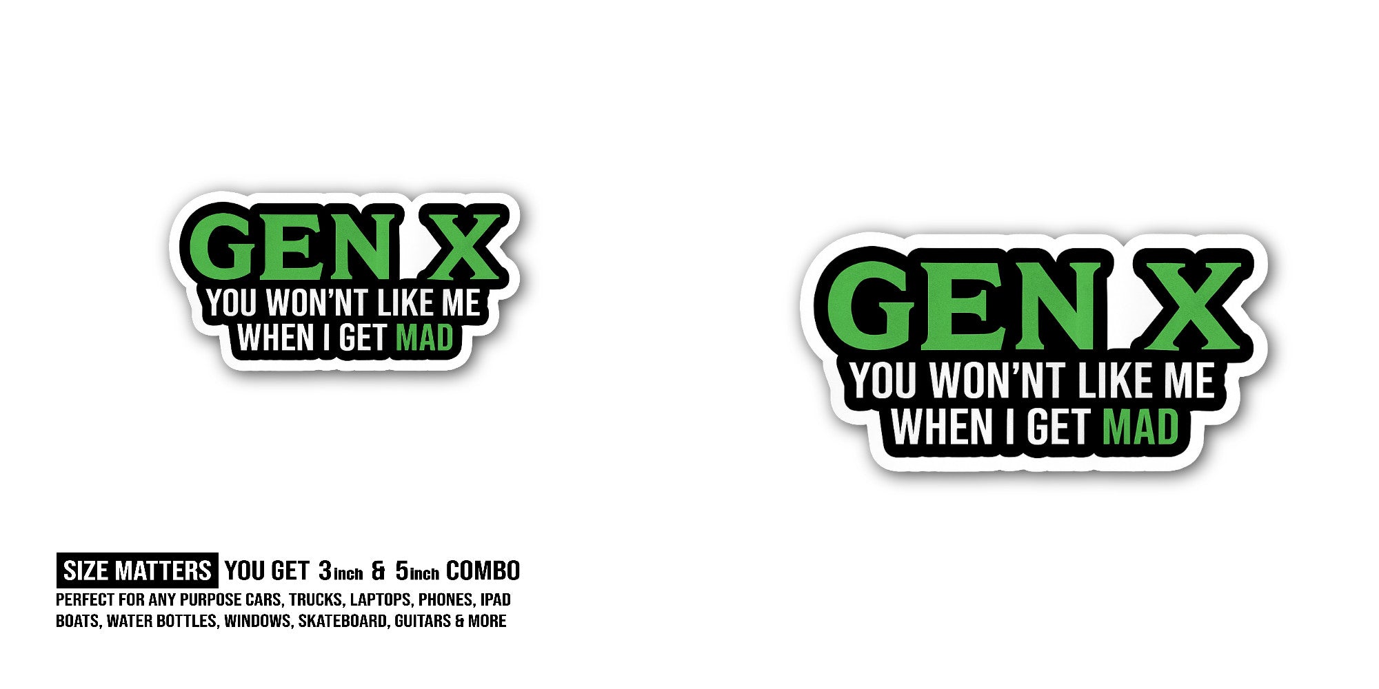 Generation X Sticker, Waterproof Vinyl Decal Sticker Indoor Or Outdoor 2 (Pieces) 3" and 5"