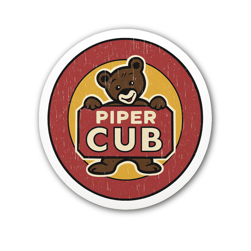 Piper Cub Sticker, Waterproof Vinyl Decal Sticker Indoor Or Outdoor 2 (Pieces) 3" and 5"