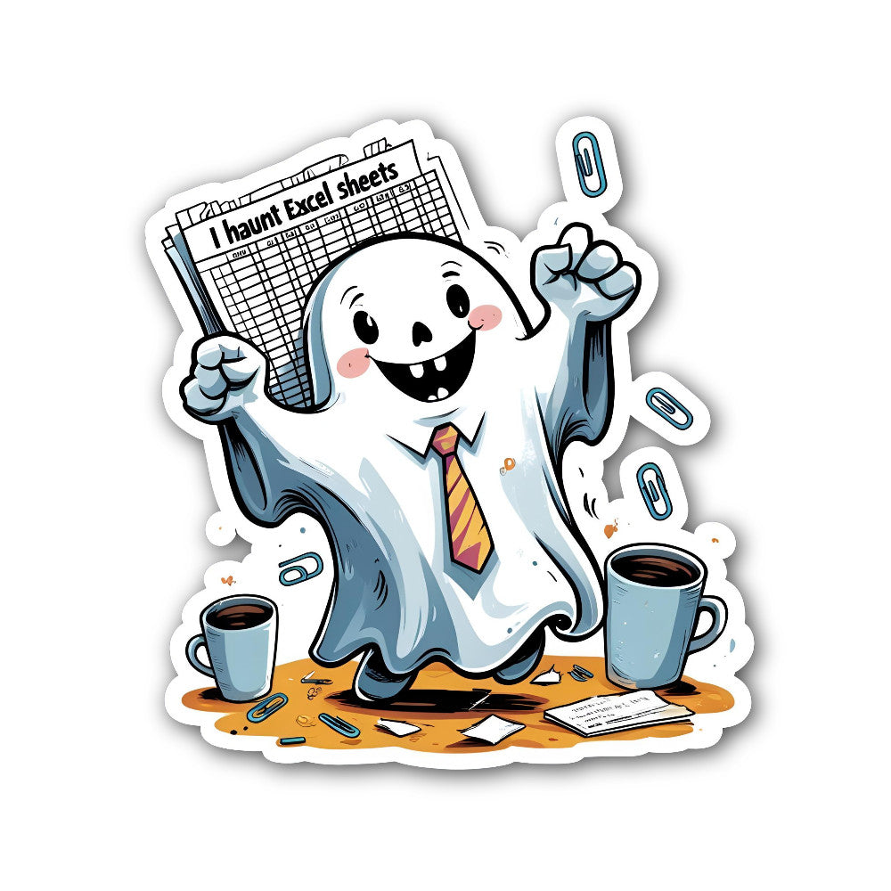 Excel Ghost Sticker, Waterproof Vinyl Decal Sticker Indoor Or Outdoor 2 (Pieces) 3" and 5"