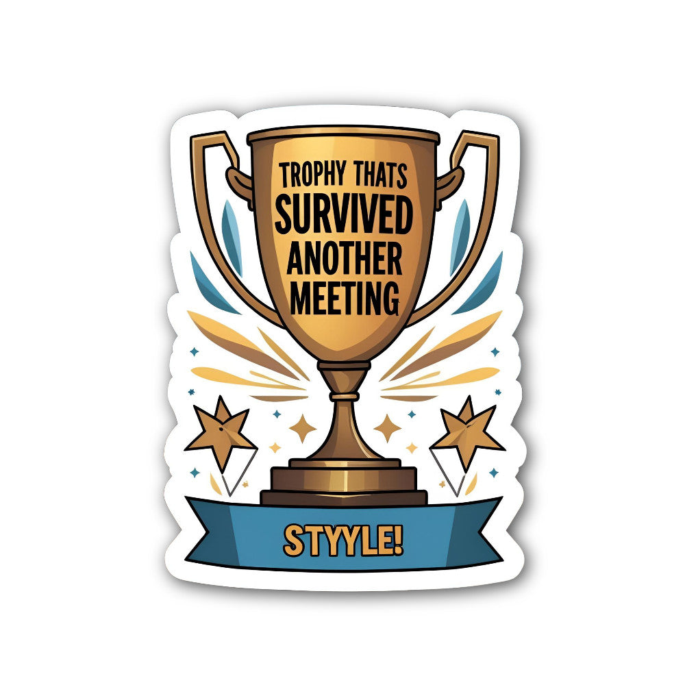 Meeting Survivor Award Sticker, Waterproof Vinyl Decal Sticker Indoor Or Outdoor 2 (Pieces) 3" and 5"