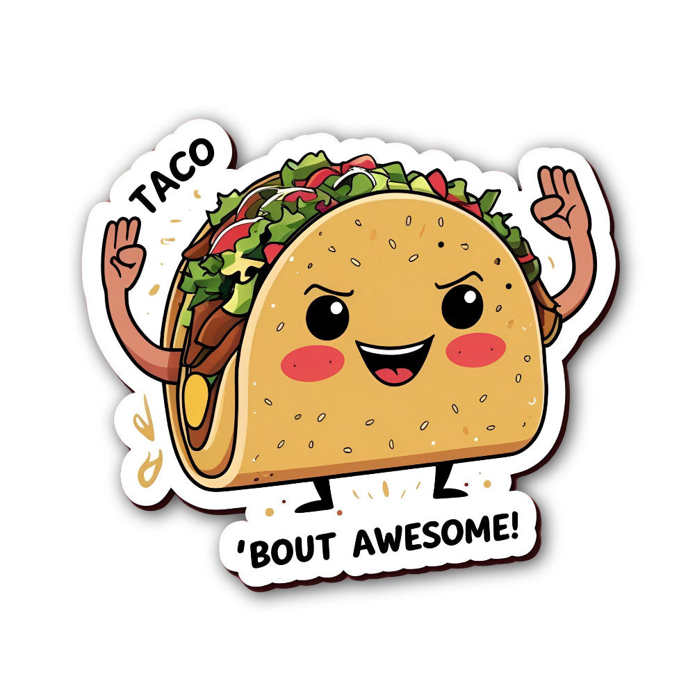 Taco Sticker, Waterproof Vinyl Decal Sticker Indoor Or Outdoor 2 (Pieces) 3" and 5"