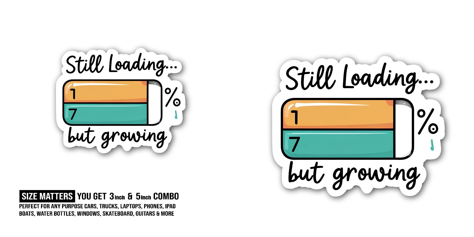 Still Loading Sticker, Waterproof Vinyl Decal Sticker Indoor Or Outdoor 2 (Pieces) 3" and 5"