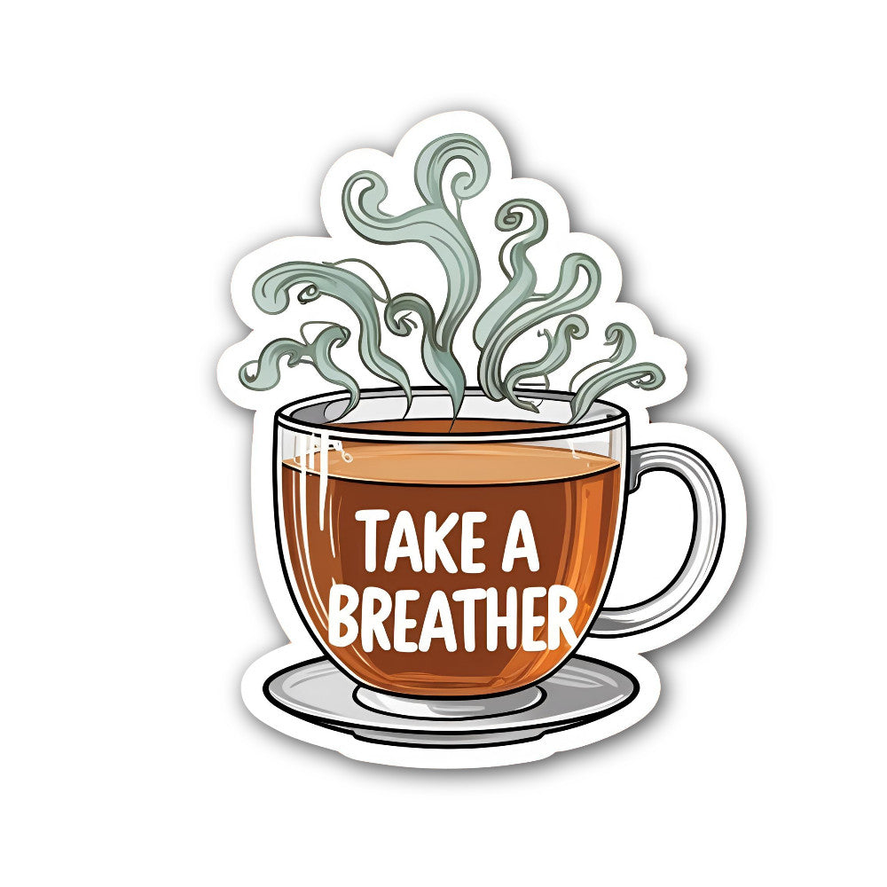 Cup of Tea Sticker, Waterproof Vinyl Decal Sticker Indoor Or Outdoor 2 (Pieces) 3" and 5"