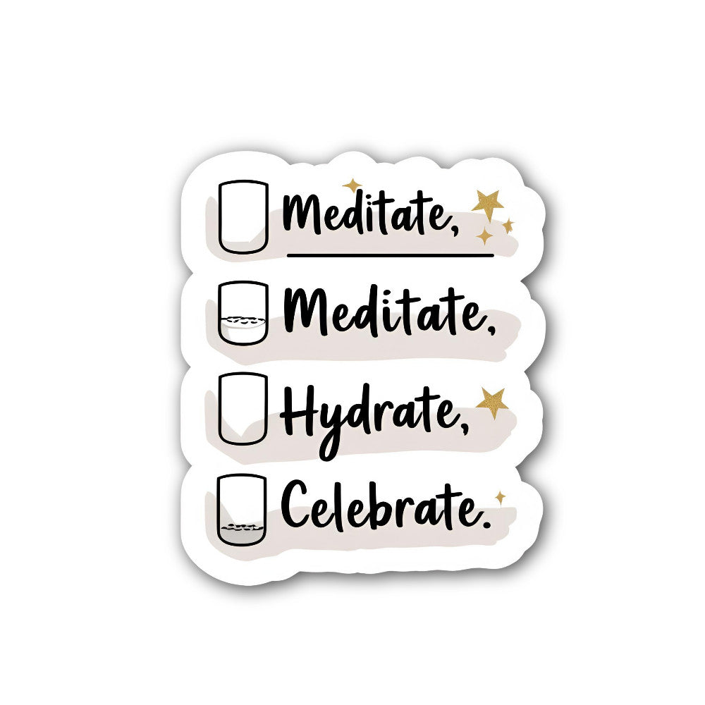 Meditate Sticker, Waterproof Vinyl Decal Sticker Indoor Or Outdoor 2 (Pieces) 3" and 5"