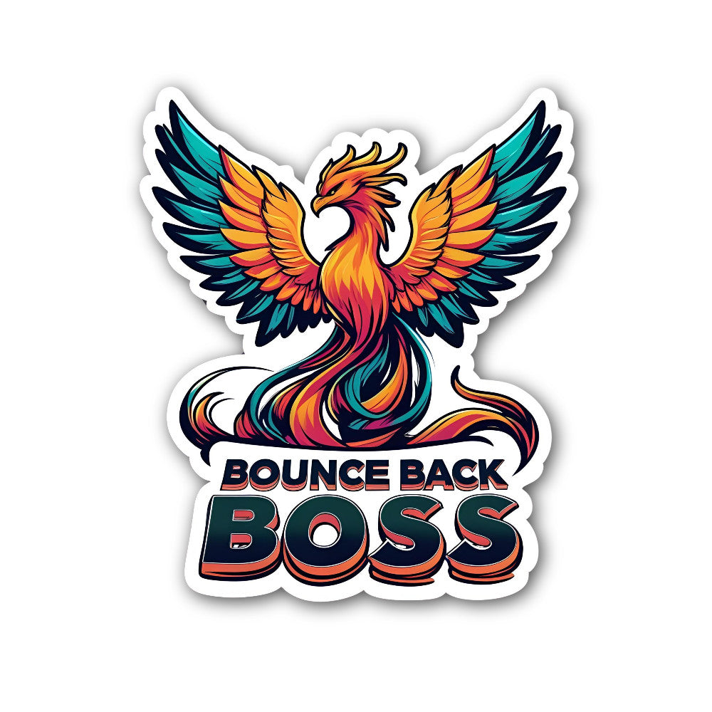 BOUNCE BACK BOSS Sticker, Waterproof Vinyl Decal Sticker Indoor Or Outdoor 2 (Pieces) 3" and 5"