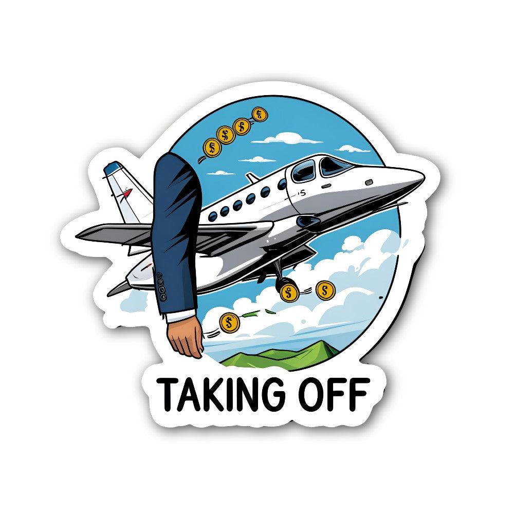 TAKING OFF Sticker, Waterproof Vinyl Decal Sticker Indoor Or Outdoor 2 (Pieces) 3" and 5"