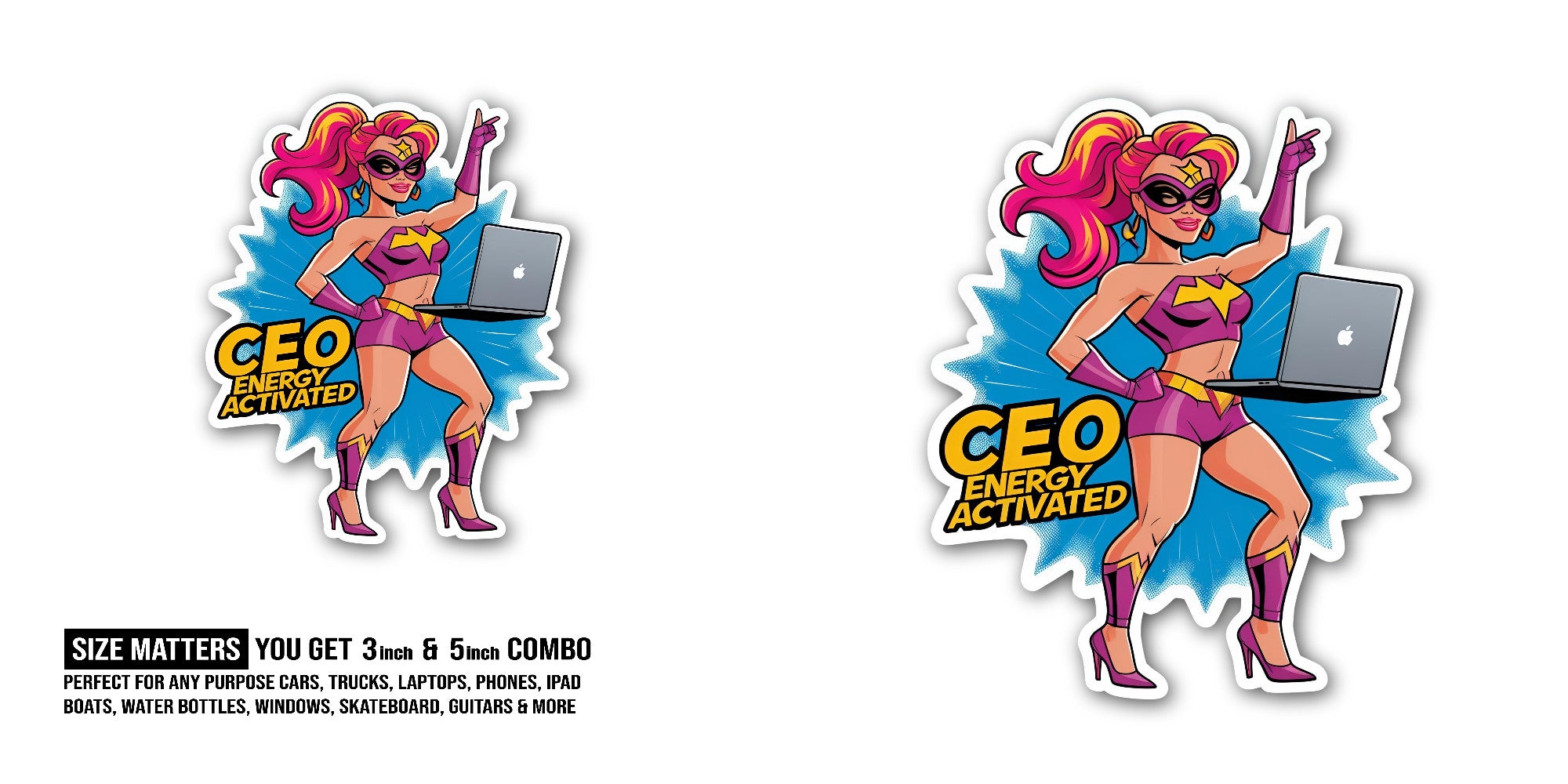 CEO ENERGY ACTIVATED Sticker, Waterproof Vinyl Decal Sticker Indoor Or Outdoor 2 (Pieces) 3" and 5"