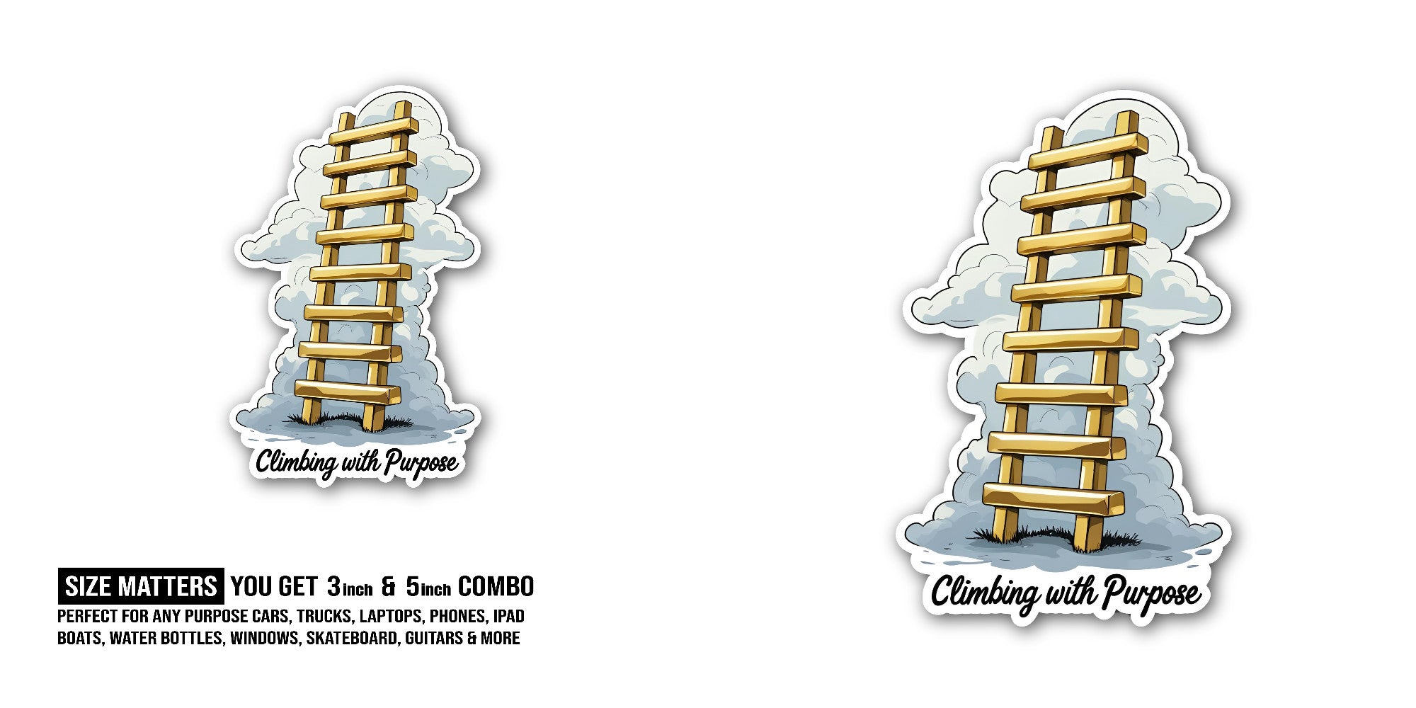Cartoon Ladder Sticker, Waterproof Vinyl Decal Sticker Indoor Or Outdoor 2 (Pieces) 3" and 5"