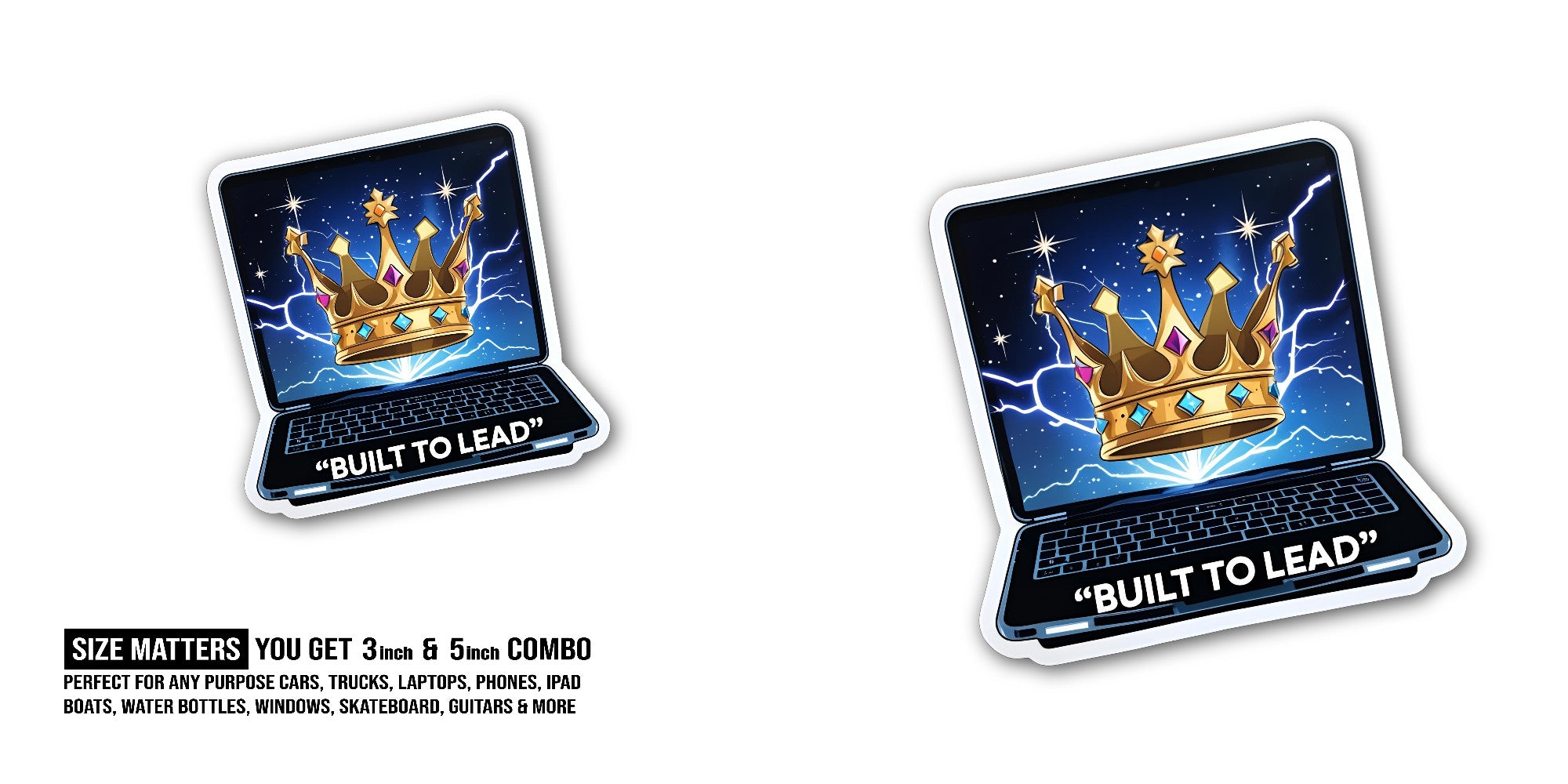 BUILT TO LEAD Sticker, Waterproof Vinyl Decal Sticker Indoor Or Outdoor 2 (Pieces) 3" and 5"