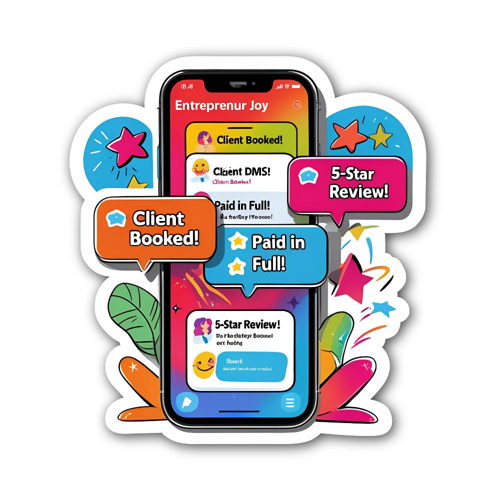Entrepreneurial Success Sticker, Waterproof Vinyl Decal Sticker Indoor Or Outdoor 2 (Pieces) 3" and 5"
