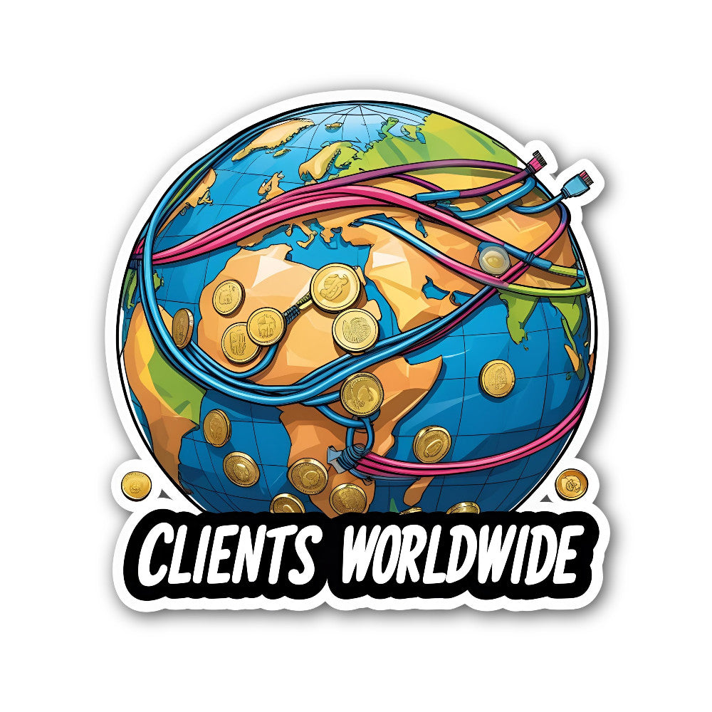 CLIENTS WORLDWIDE Sticker, Waterproof Vinyl Decal Sticker Indoor Or Outdoor 2 (Pieces) 3" and 5"