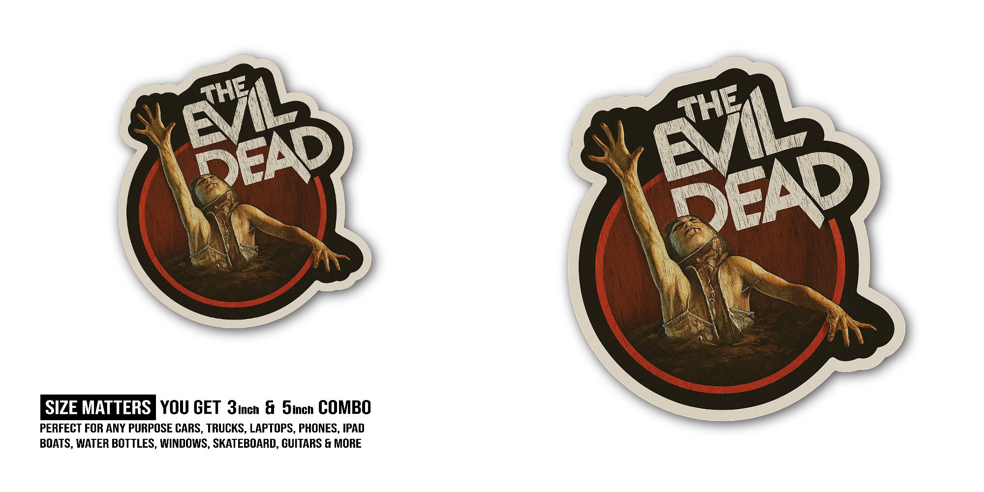 The Evil D@ead Sticker, Waterproof Vinyl Decal Sticker Indoor Or Outdoor 2 (Pieces) 3" and 5"