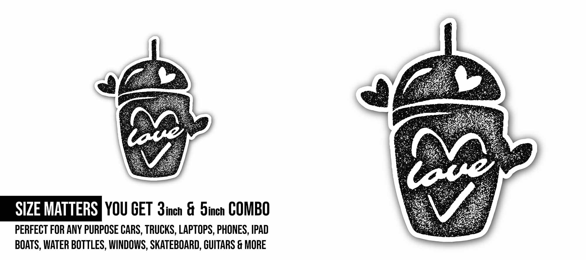 Beautiful Love Sticker, Waterproof Vinyl Decal Sticker Indoor Or Outdoor 2 (Pieces) 3" and 5"