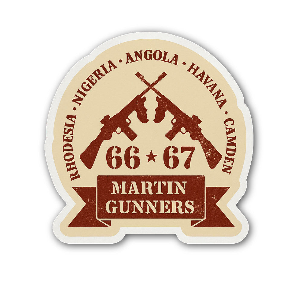 MARTIN GUNNERS Sticker, Waterproof Vinyl Decal Sticker Indoor Or Outdoor 2 (Pieces) 3" and 5"
