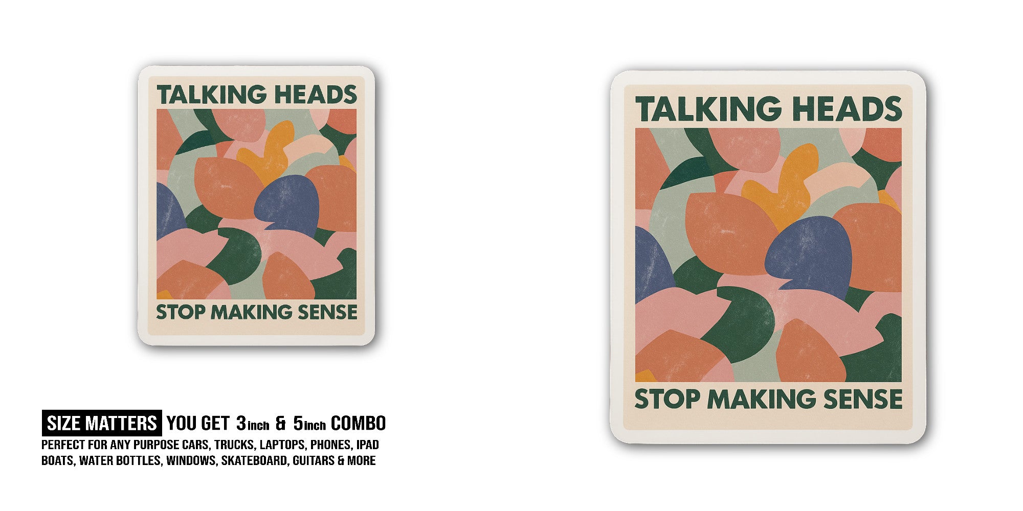 Talking Heads Stop Making Sense Sticker, Waterproof Vinyl Decal Sticker Indoor Or Outdoor 2 (Pieces) 3" and 5"