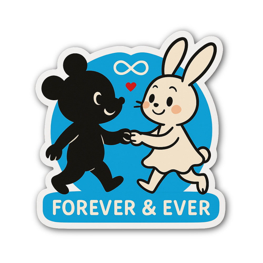 Cute Bunny Forever & Ever Sticker, Waterproof Vinyl Decal Sticker Indoor Or Outdoor 2 (Pieces) 3" and 5"