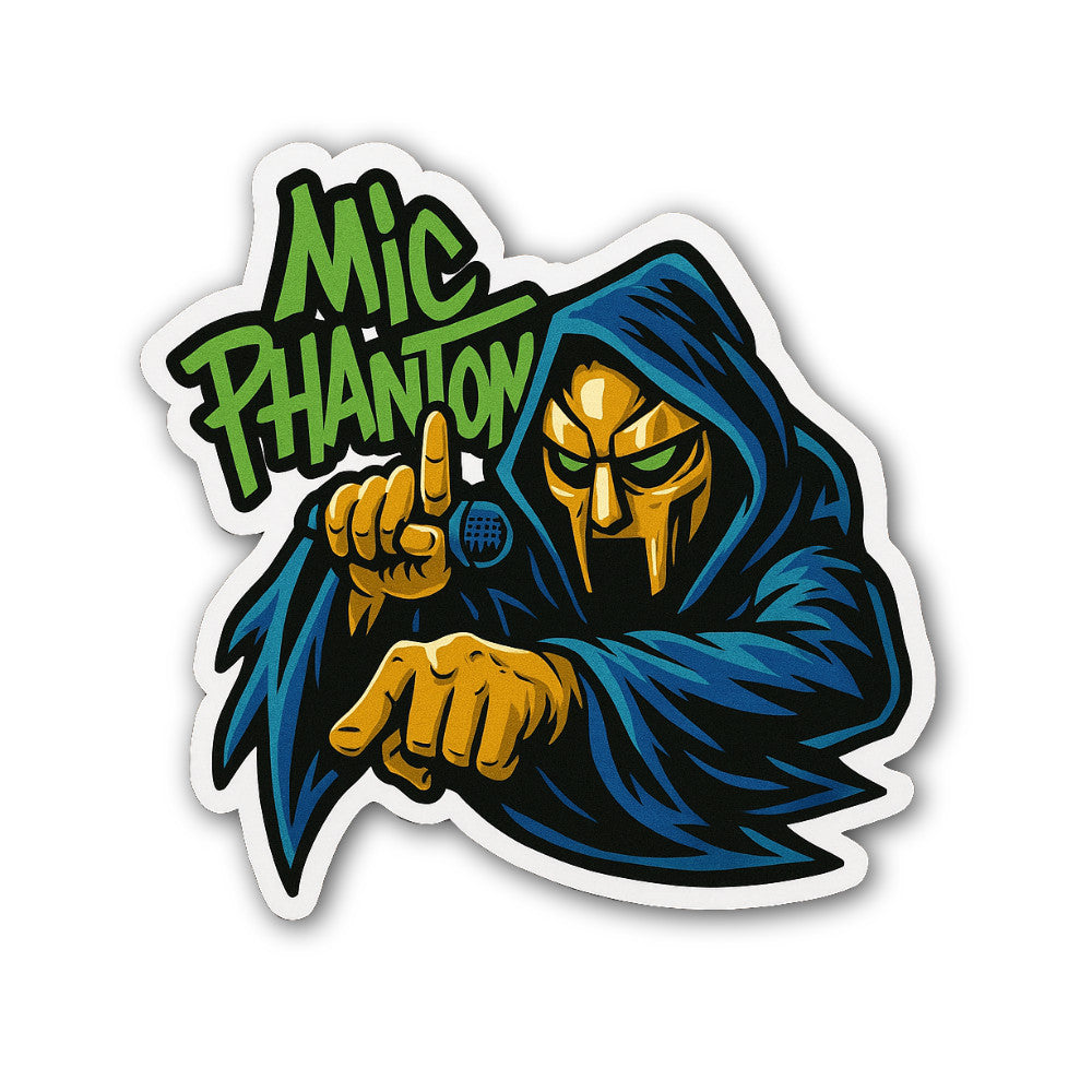 Mic PHANTON Sticker, Waterproof Vinyl Decal Sticker Indoor Or Outdoor 2 (Pieces) 3" and 5"