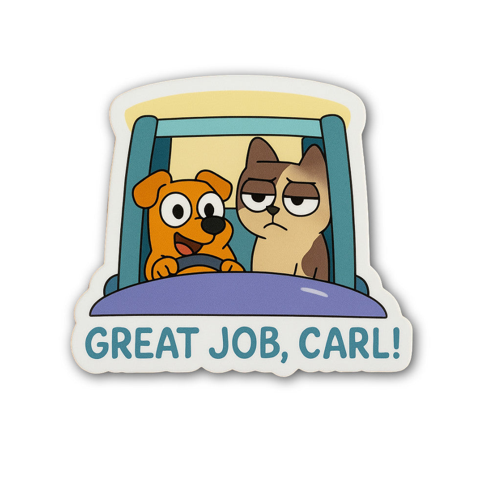 Dog Driving A CAR Sticker, Waterproof Vinyl Decal Sticker Indoor Or Outdoor 2 (Pieces) 3" and 5"