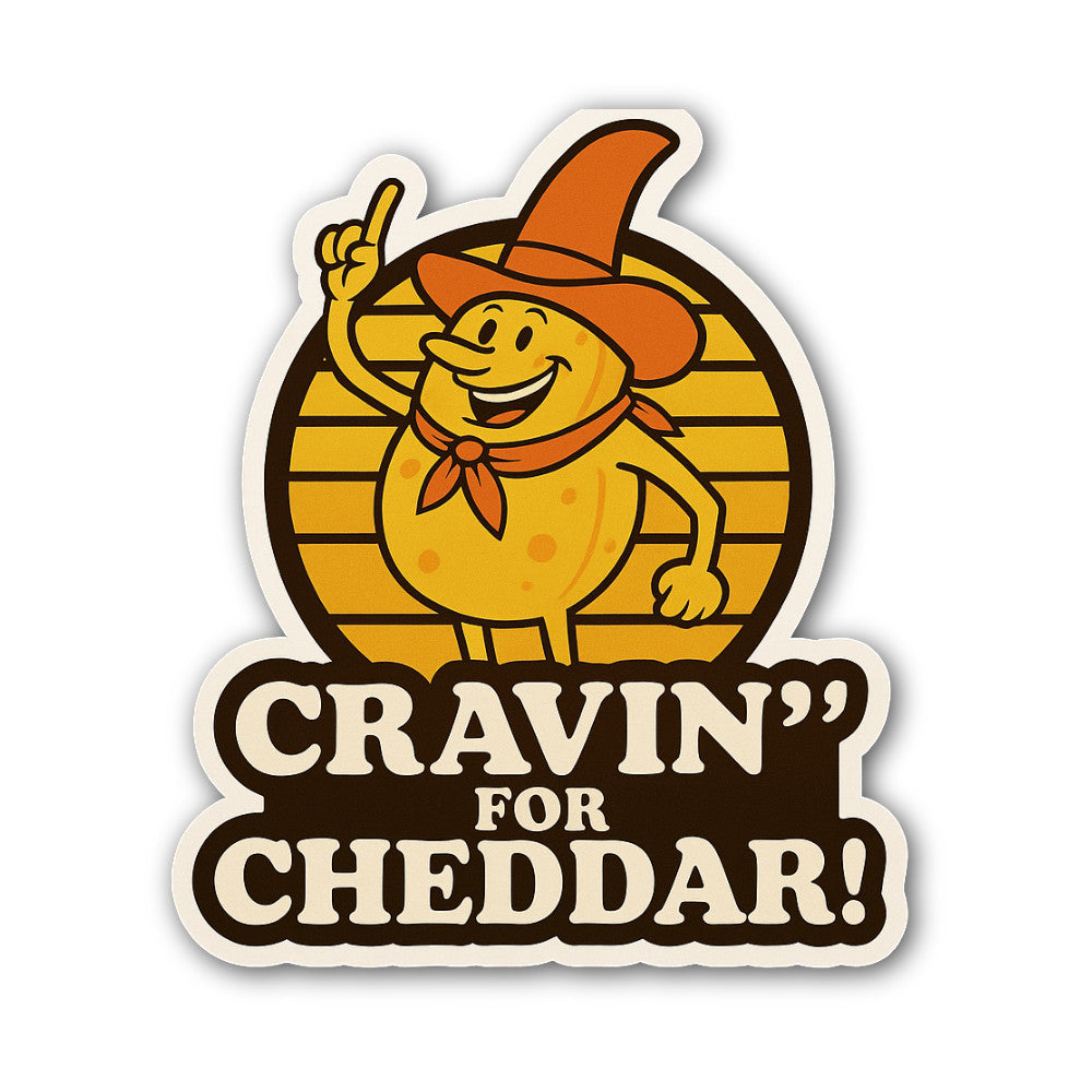 CRAVIN for Cheddar Sticker, Waterproof Vinyl Decal Sticker Indoor Or Outdoor 2 (Pieces) 3" and 5"