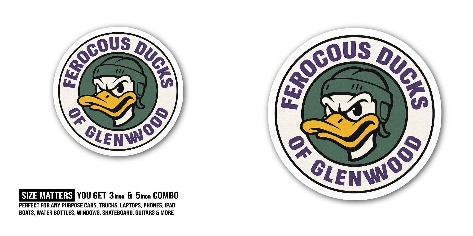 Ducks Sticker, Waterproof Vinyl Decal Sticker Indoor Or Outdoor 2 (Pieces) 3" and 5"
