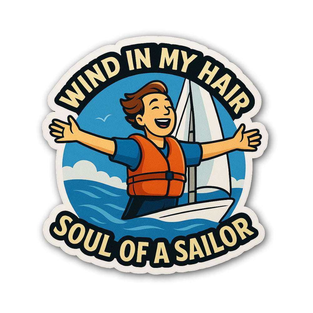 Wind in My Hair Sticker, Waterproof Vinyl Decal Sticker Indoor Or Outdoor 2 (Pieces) 3" and 5"