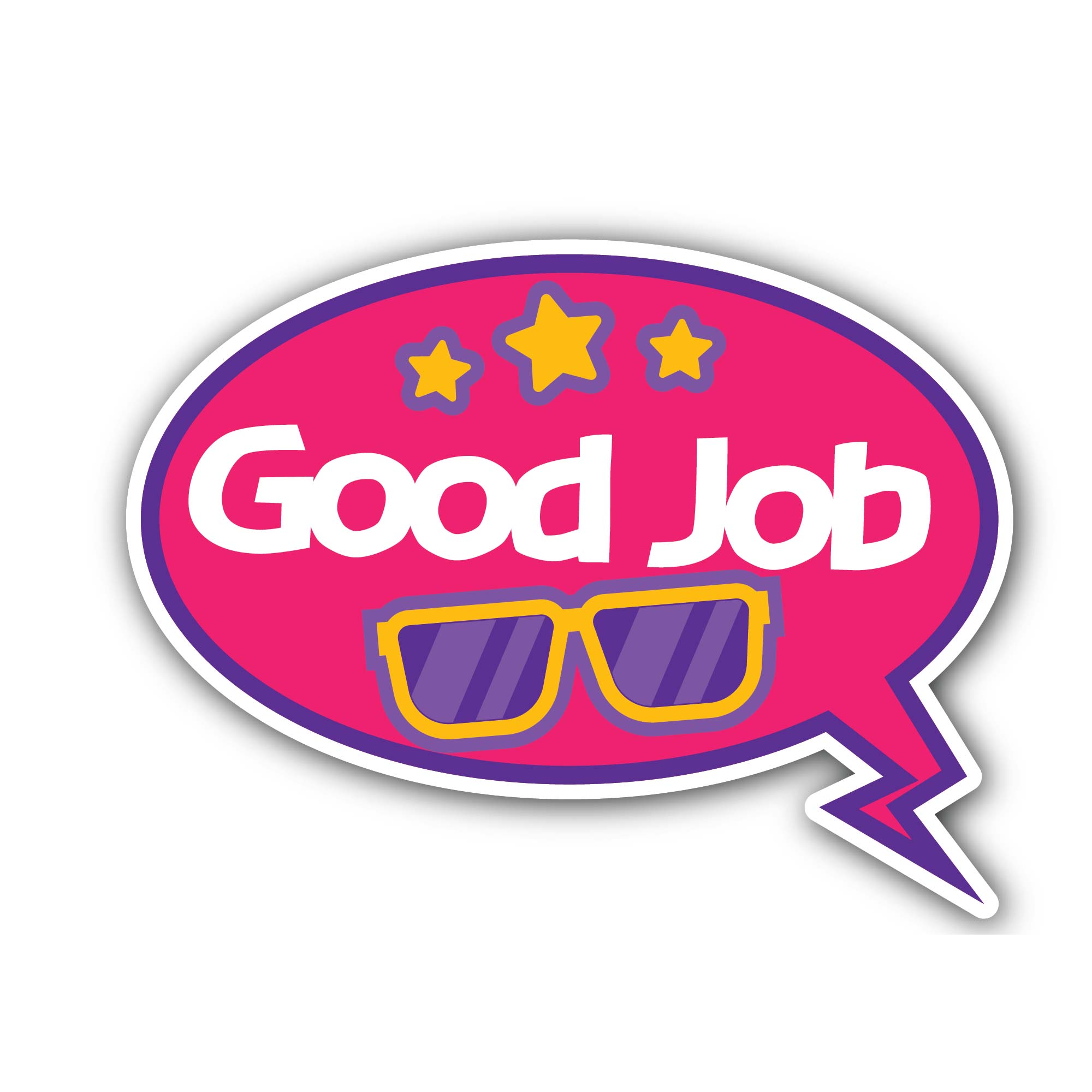 Sunglass and Good Job Talk Balloon Sticker, Waterproof Vinyl Decal Sticker Indoor Or Outdoor 2 (Pieces) 3" and 5"