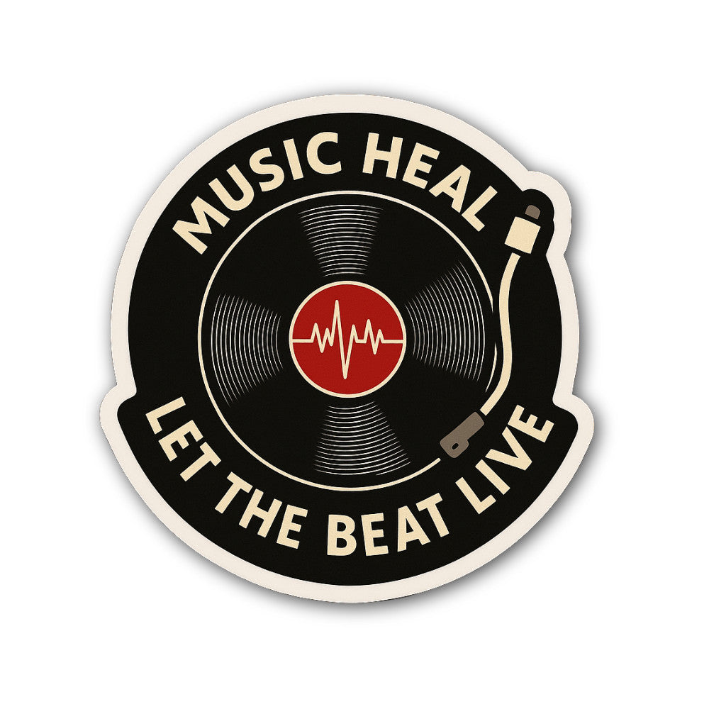Music HEAL Sticker, Waterproof Vinyl Decal Sticker Indoor Or Outdoor 2 (Pieces) 3" and 5"