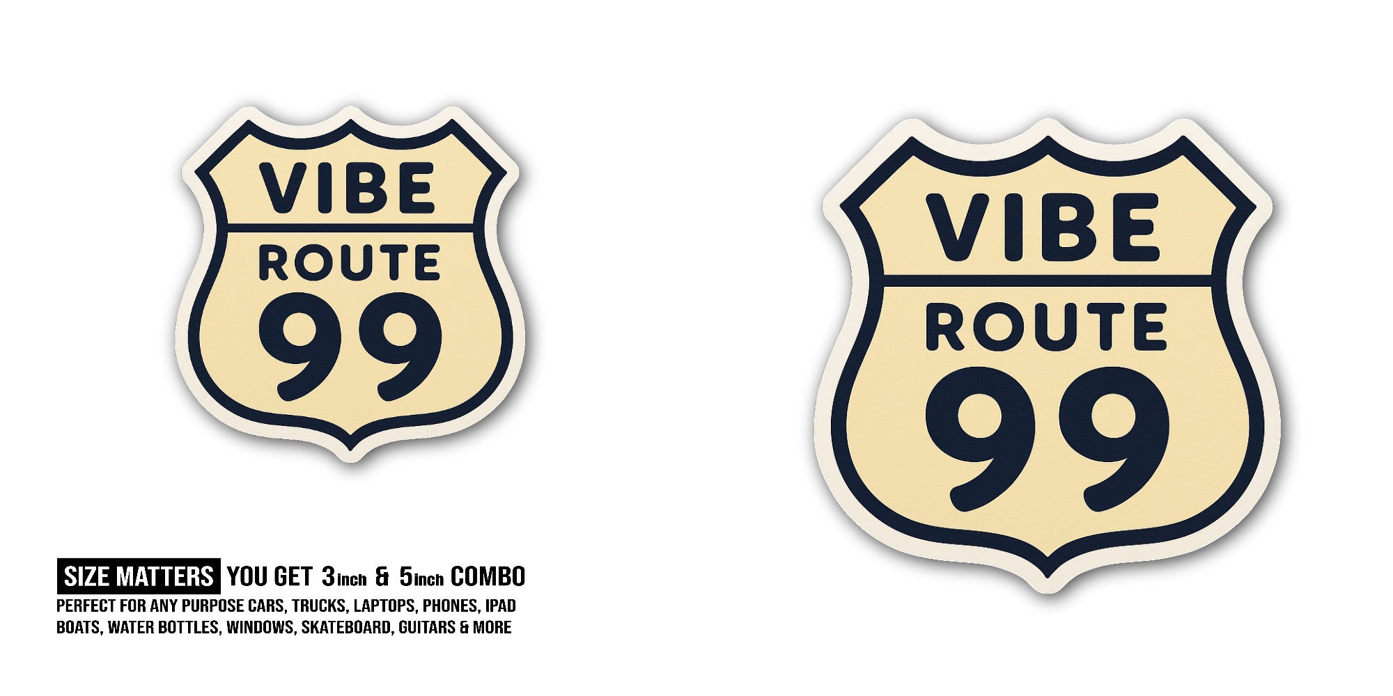 Vibe Route Sticker, Waterproof Vinyl Decal Sticker Indoor Or Outdoor 2 (Pieces) 3" and 5"