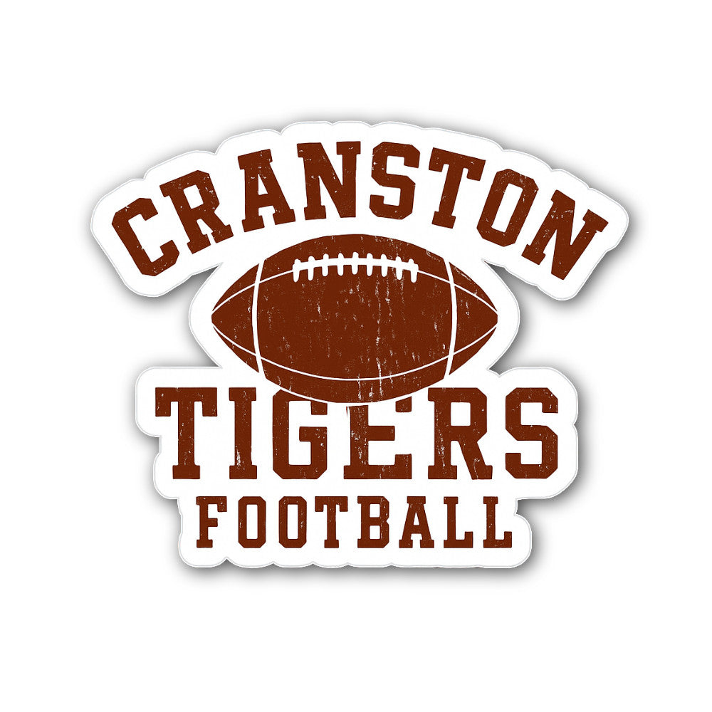Cranston Tigers Football Sticker, Waterproof Vinyl Decal Sticker Indoor Or Outdoor 2 (Pieces) 3" and 5"