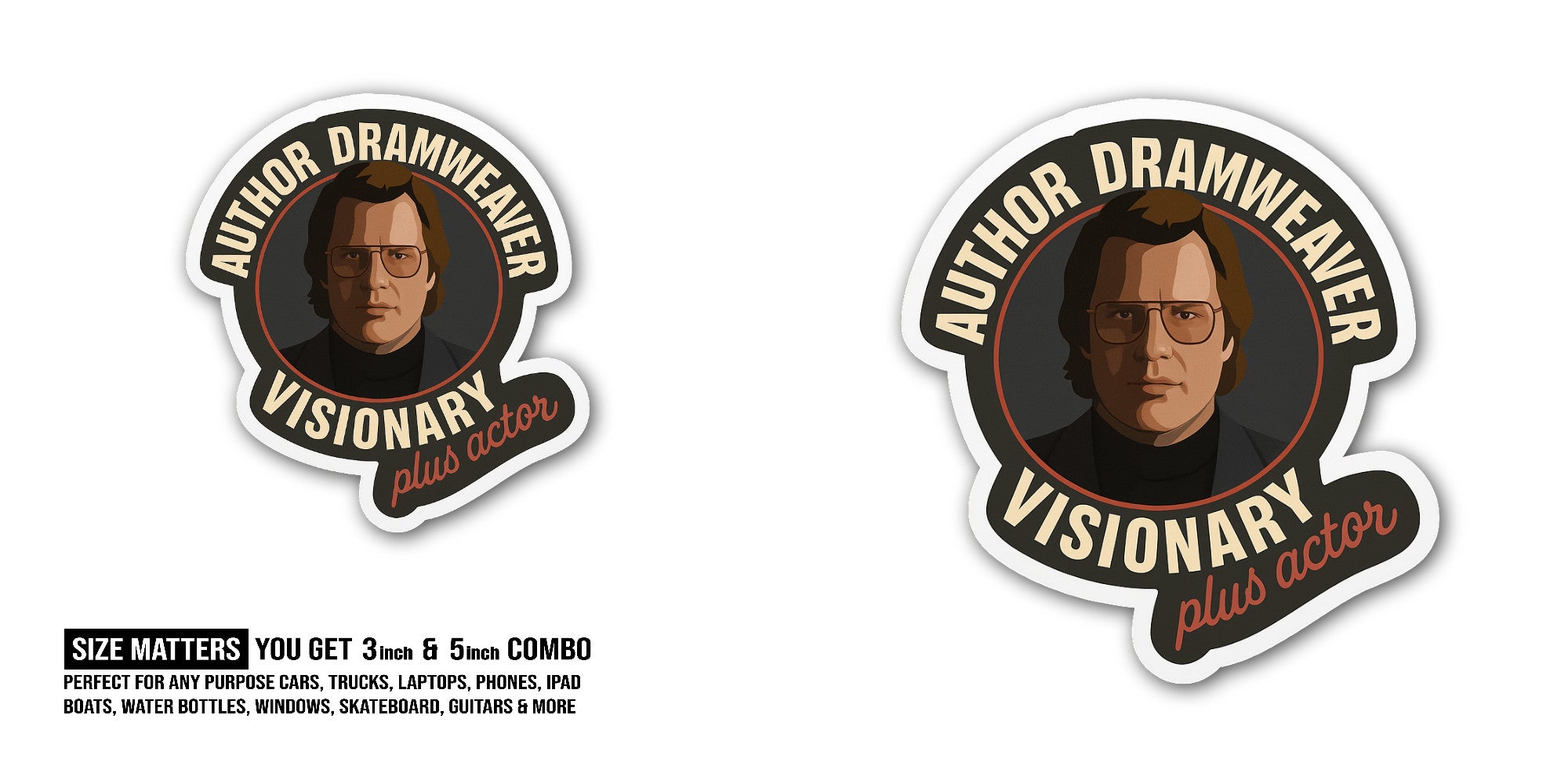 Author DRAMWEAVER Visionary Sticker, Waterproof Vinyl Decal Sticker Indoor Or Outdoor 2 (Pieces) 3" and 5"