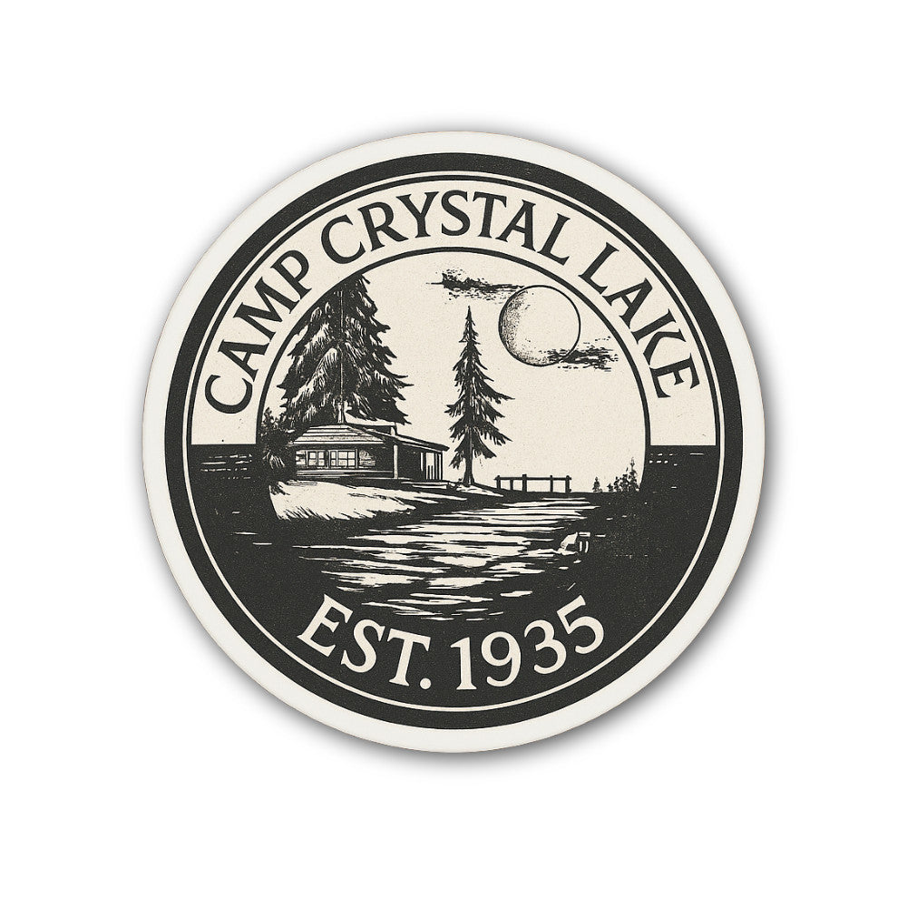 Camp Crystal Lake Sticker, Waterproof Vinyl Decal Sticker Indoor Or Outdoor 2 (Pieces) 3" and 5"