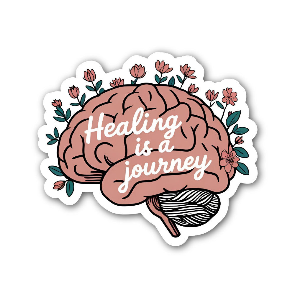Healing is a j0urney Sticker, Waterproof Vinyl Decal Sticker Indoor Or Outdoor 2 (Pieces) 3" and 5"