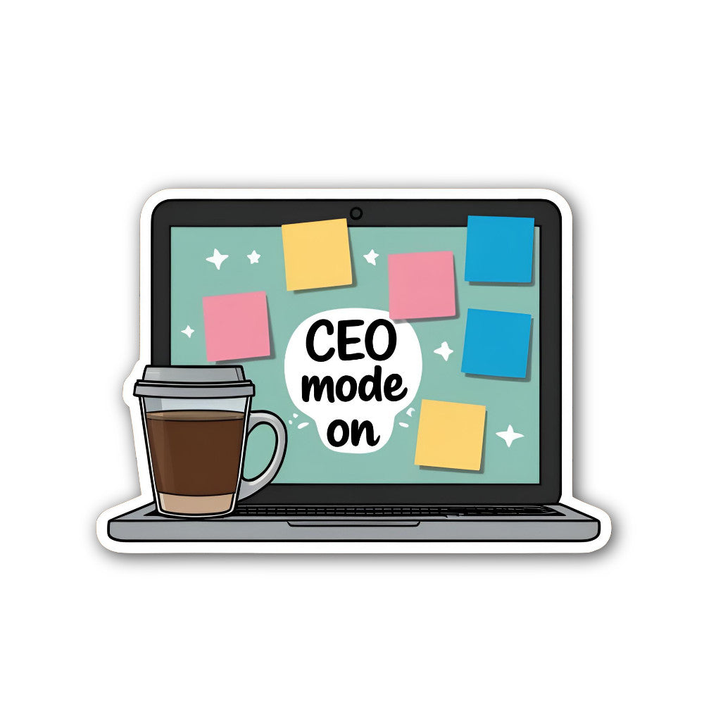 CEO Mode on Sticker, Waterproof Vinyl Decal Sticker Indoor Or Outdoor 2 (Pieces) 3" and 5"