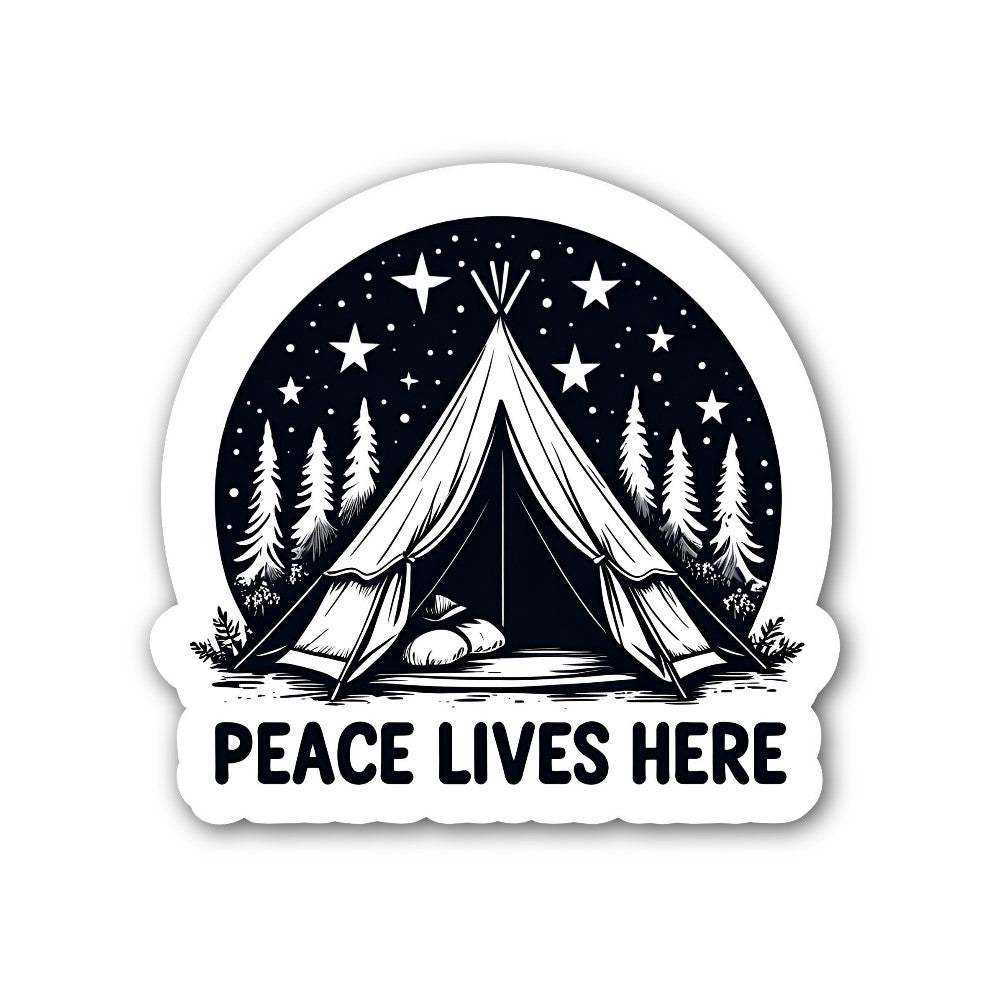 Peace Lives HERE Sticker, Waterproof Vinyl Decal Sticker Indoor Or Outdoor 2 (Pieces) 3" and 5"