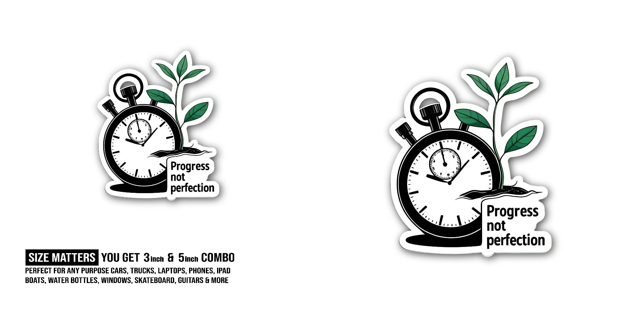 Pr0gress not Perfection Sticker, Waterproof Vinyl Decal Sticker Indoor Or Outdoor 2 (Pieces) 3" and 5"