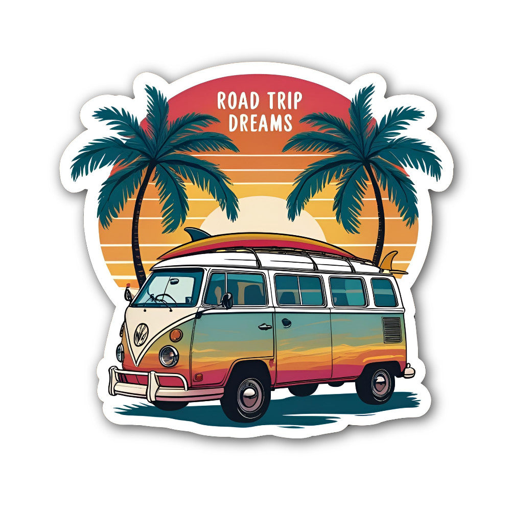 Road Trip Dreams Sticker, Waterproof Vinyl Decal Sticker Indoor Or Outdoor 2 (Pieces) 3" and 5"