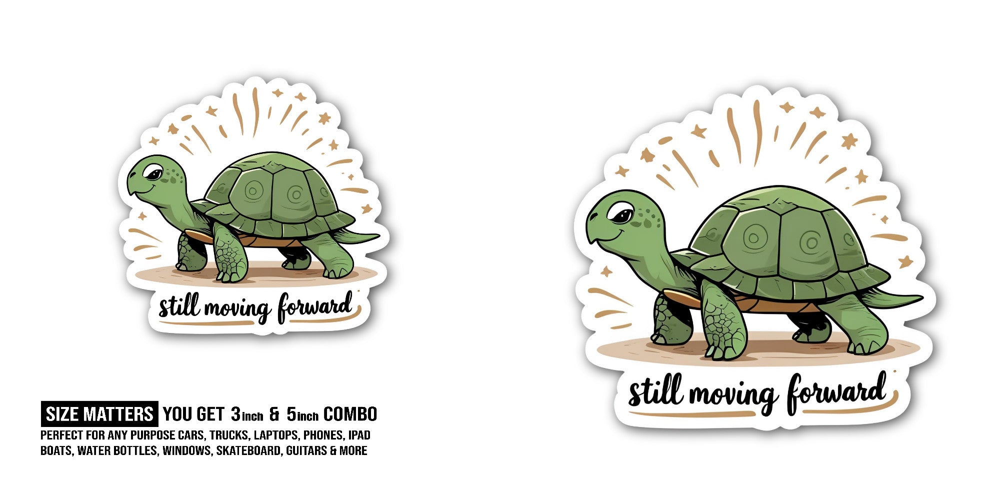 See Turle Sticker, Waterproof Vinyl Decal Sticker Indoor Or Outdoor 2 (Pieces) 3" and 5"